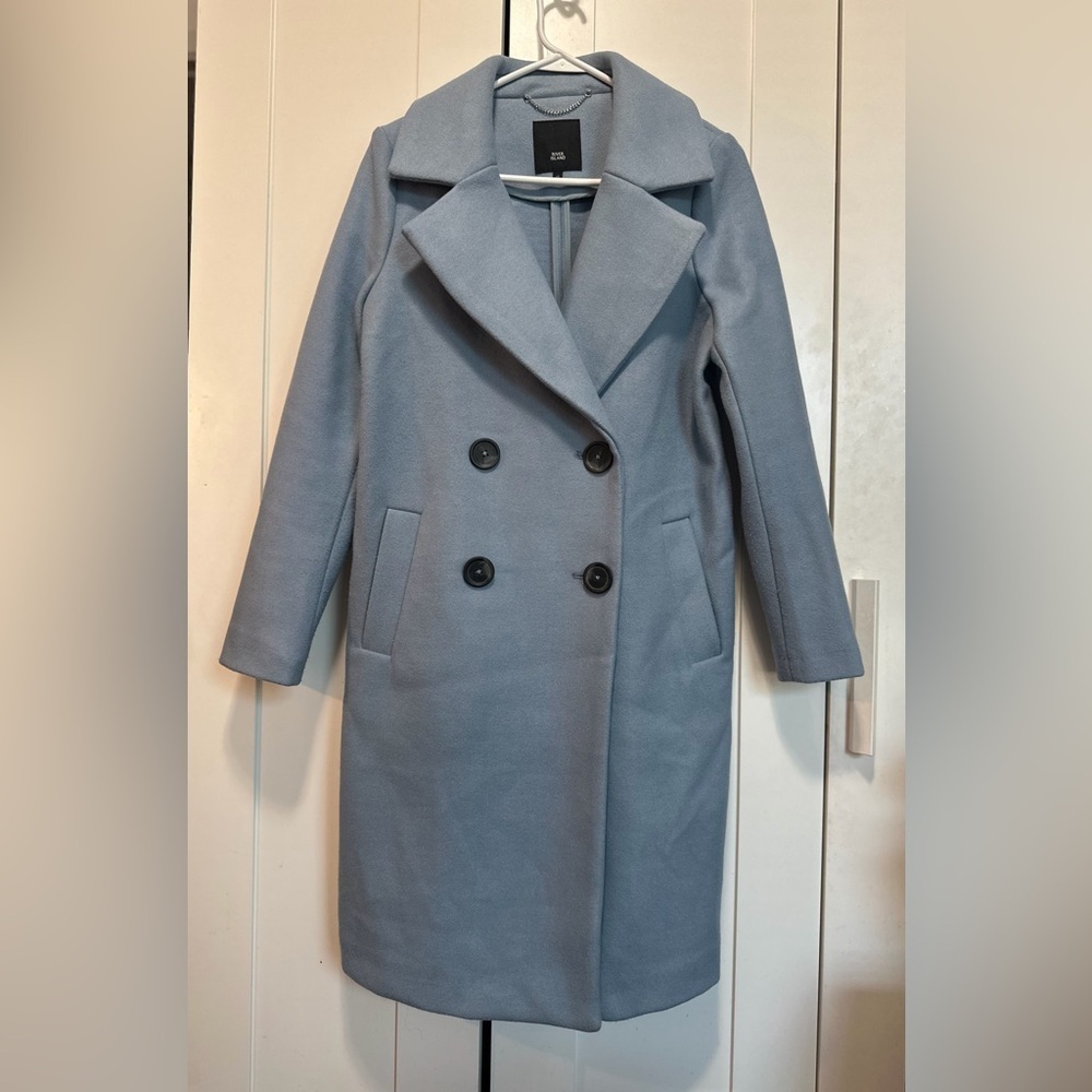 River Island Sky Blue Long Coat size 10